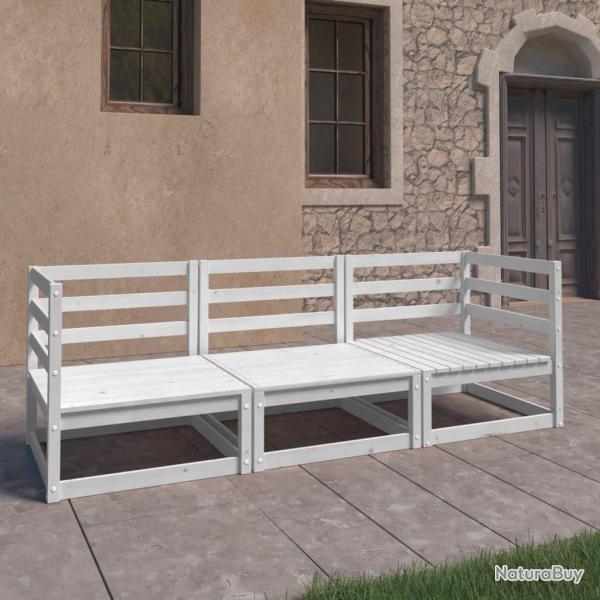 Canap� � 3 places de jardin Blanc Bois de pin solide