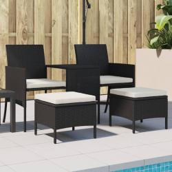 Canap&eacute; de jardin 2 places avec table et tabourets noir rotin