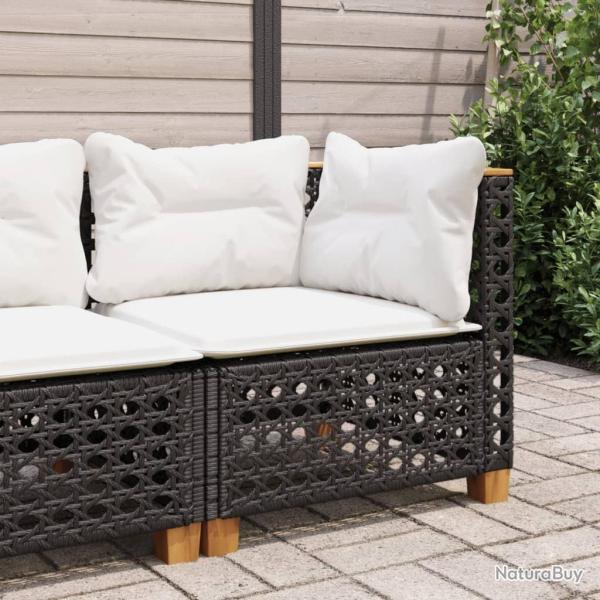 Canap� d'angle de jardin avec coussins noir r�sine tress�e