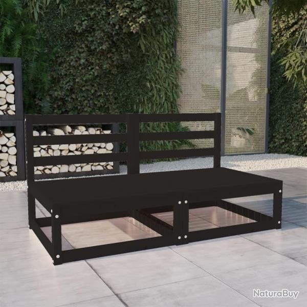 Canap� � 2 places de jardin Noir Bois de pin solide alsavelo