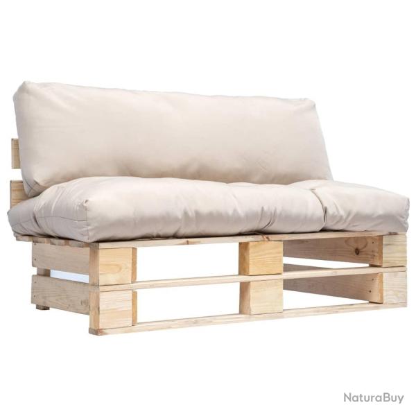 Canap� de jardin palette avec coussins sable Pin�de
