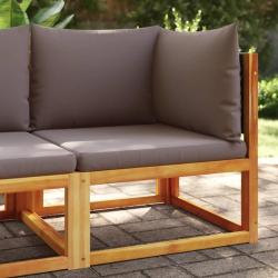 Canap&eacute; d'angle de jardin avec coussins en bois d'acacia et rotin