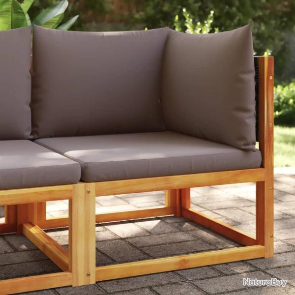 Canap� d'angle de jardin avec coussins en bois d'acacia et rotin