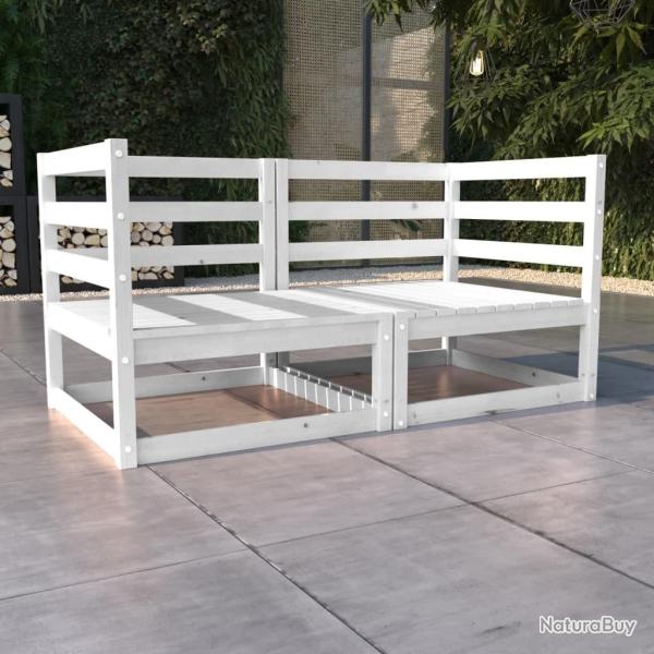 Canap� � 2 places de jardin Blanc Bois de pin solide alsavelo