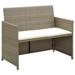 Canap&eacute; de jardin &agrave; 2 places avec coussins Beige R&eacute;sine tress&eacute;e