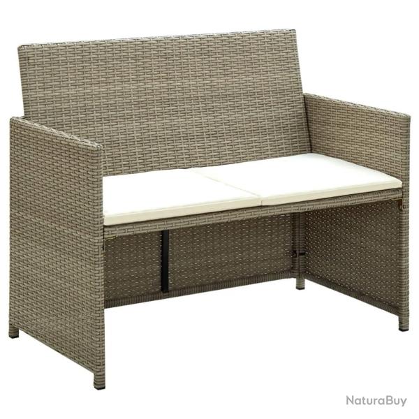 Canap� de jardin � 2 places avec coussins Beige R�sine tress�e