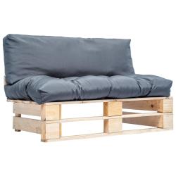 Canap&eacute; de jardin palette avec coussins gris Pin&egrave;de