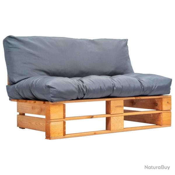 Canap de jardin palette avec coussins gris Pinde alsavelo