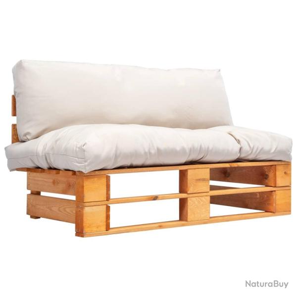 Canap� de jardin palette avec coussins sable Pin�de alsavelo