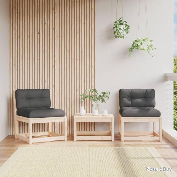 Canap�s de jardin avec coussins 2pcs bois de pin massif