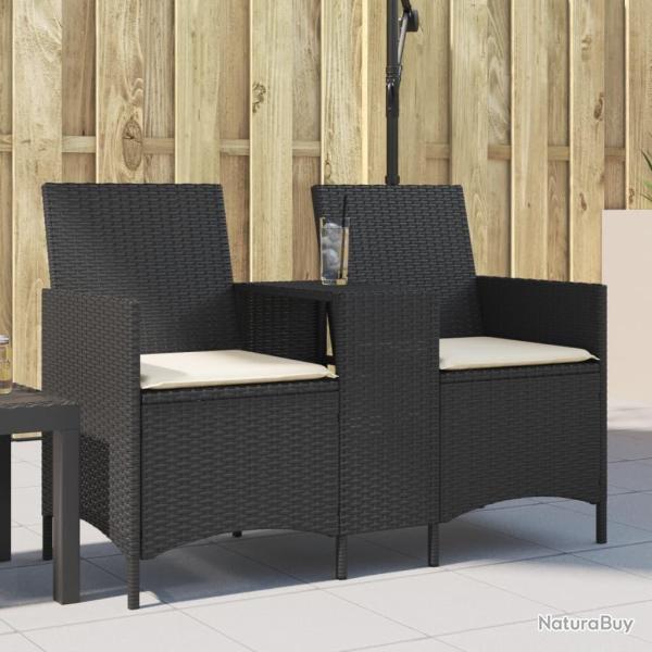 Canap� de jardin 2 places avec table et coussins r�sine tress�e alsavelo