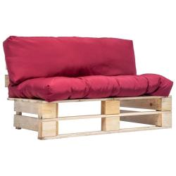 Canap&eacute; de jardin palette avec coussins rouge Pin&egrave;de