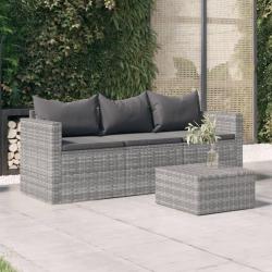 Canap&eacute; de jardin 3 places avec coussins Gris R&eacute;sine tress&eacute;e