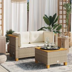 Canap&eacute;s d'angle de jardin et coussins 2pcs beige r&eacute;sine tress&eacute;e