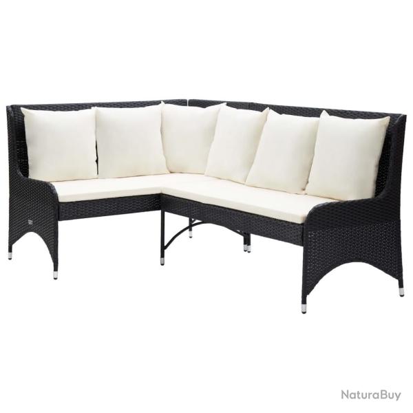 Canap�s d'angle de jardin 2 pcs R�sine tress�e Noir