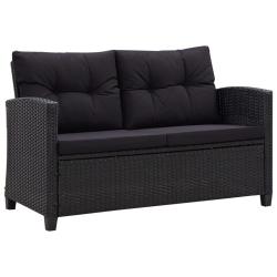 Canap&eacute; 2 places de jardin et coussins Noir 124cm R&eacute;sine tress&eacute;e