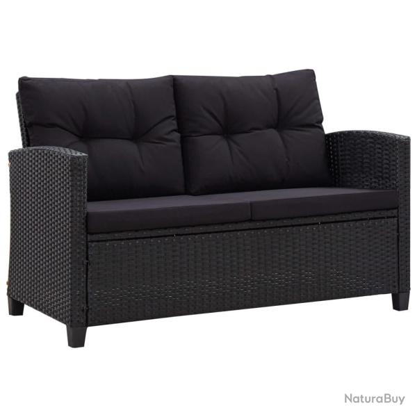 Canap� 2 places de jardin et coussins Noir 124cm R�sine tress�e