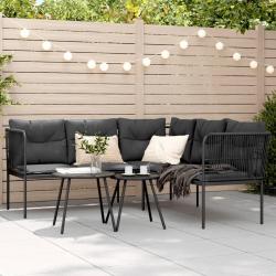 Canap&eacute; de jardin avec coussins forme de L noir acier textil&egrave;ne