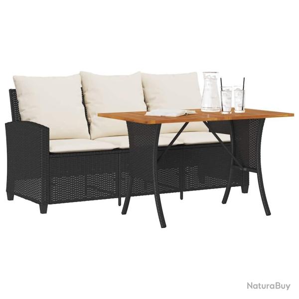 Canap� de jardin 3 places coussins et table noir r�sine tress�e alsavelo