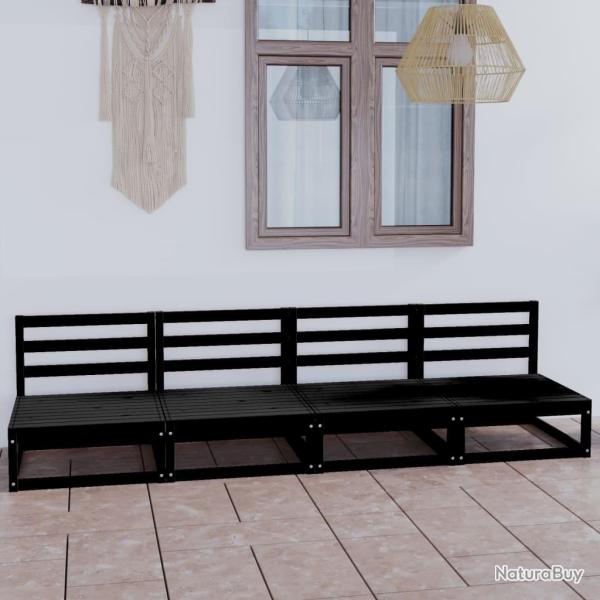 Canap� � 4 places de jardin Noir Bois de pin solide alsavelo