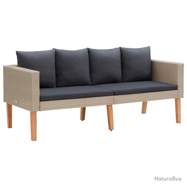 Canap� de jardin � 2 places avec coussins R�sine tress�e Beige