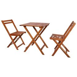Mobilier de bistro pliable 3 pcs Bois d'acacia solide