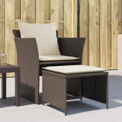 Chaise de jardin avec tabouret marron r&eacute;sine tress&eacute;e