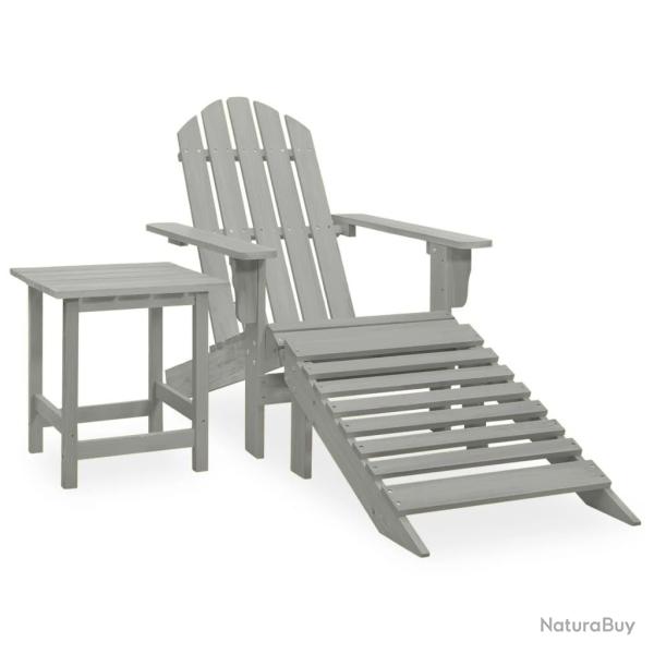Chaise de jardin Adirondack avec pouf et table Sapin Gris alsavelo