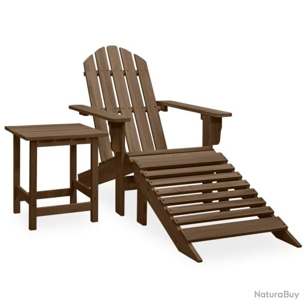 Chaise de jardin Adirondack avec pouf et table Sapin Marron