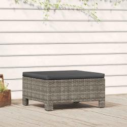 Repose-pied de jardin avec coussin Gris R&eacute;sine tress&eacute;e
