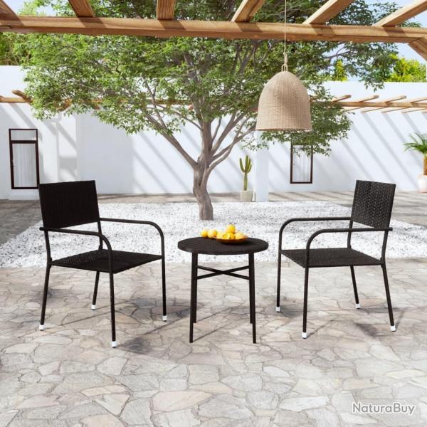 Ensemble � manger de jardin 3 pcs R�sine tress�e Noir