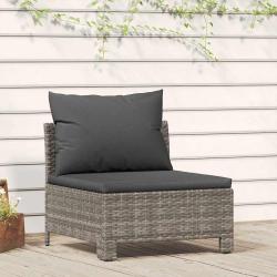 Canap&eacute; central de jardin avec coussin Gris R&eacute;sine tress&eacute;e