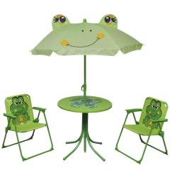 bistro avec parasol pour enfants 3 pcs Vert alsavelo