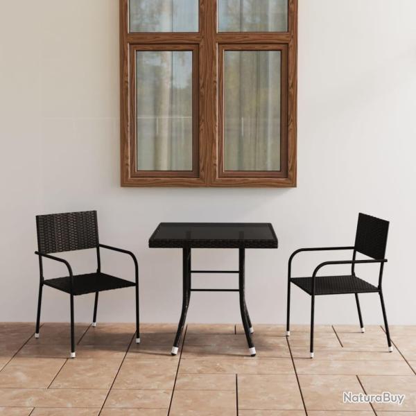 Ensemble � manger de jardin 3 pcs R�sine tress�e Noir
