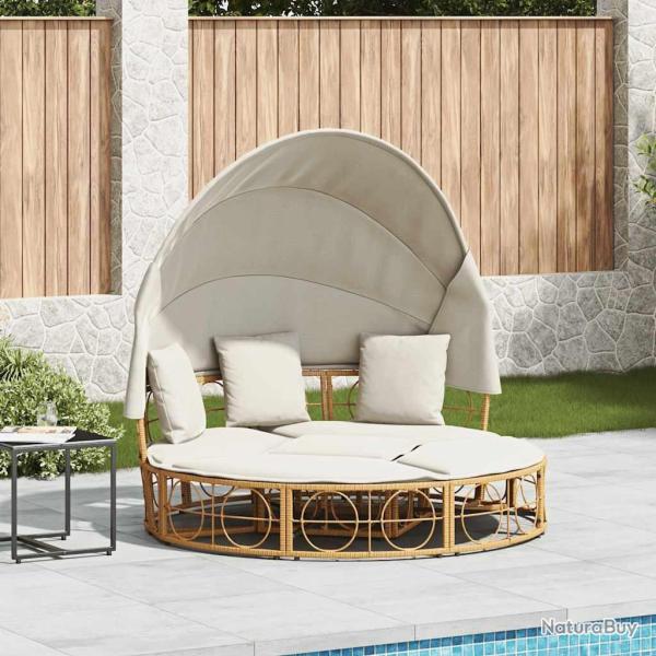 Lit de repos d'ext�rieur avec auvent et coussins r�sine tress�e