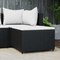 Repose-pied de jardin avec coussin noir r&eacute;sine tress&eacute;e