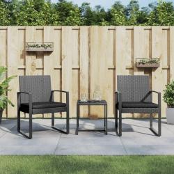 Ensemble &agrave; manger de jardin coussins 3 pcs gris fonc&eacute; rotin PP