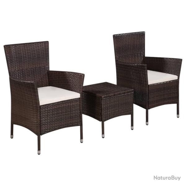Mobilier de bistro 3 pcs Rsine tresse Marron alsavelo