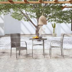 Ensemble &agrave; manger de jardin 3 pcs R&eacute;sine tress&eacute;e Gris
