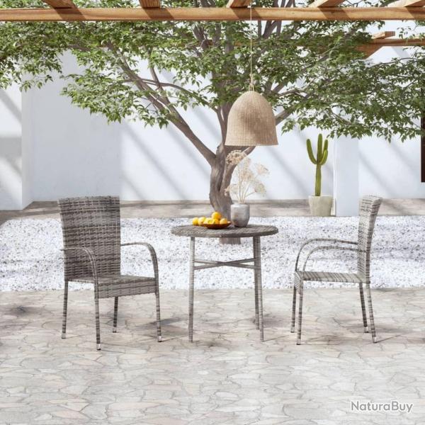 Ensemble � manger de jardin 3 pcs R�sine tress�e Gris