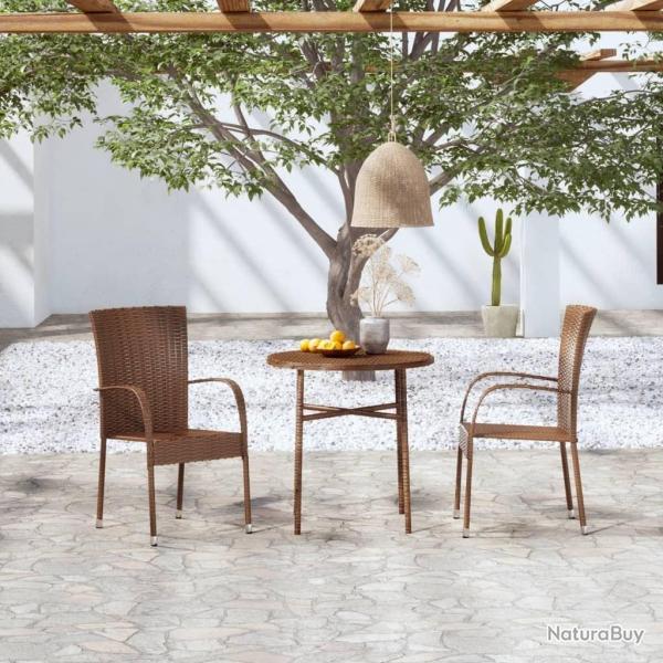 Ensemble � manger de jardin 3pcs R�sine tress�e Marron