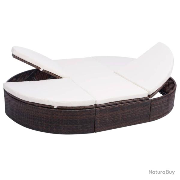 Lit de repos d'ext�rieur avec coussin R�sine tress�e Marron