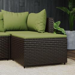 Repose-pied de jardin avec coussin marron r&eacute;sine tress&eacute;e alsavelo