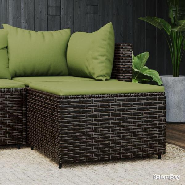 Repose-pied de jardin avec coussin marron r�sine tress�e