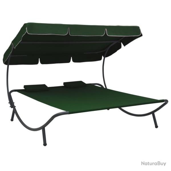 Lit de repos d'ext�rieur avec auvent et oreillers Vert