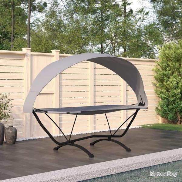 Lit de repos d'ext�rieur avec auvent Gris Acier et tissu Oxford alsavelo