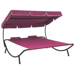 Lit de repos d'ext&eacute;rieur avec auvent et oreillers rose