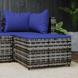Repose-pied de jardin avec coussin Gris R&eacute;sine tress&eacute;e
