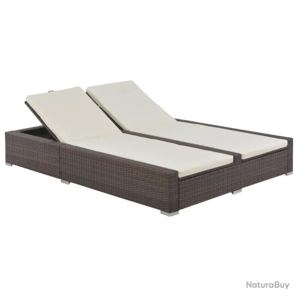 Chaise longue double R�sine tress�e Marron