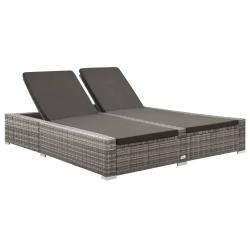 Chaise longue double R&eacute;sine tress&eacute;e Gris